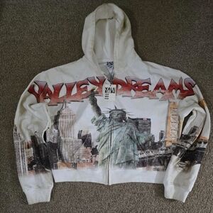 Valley Dreams White Graphic Hoodie